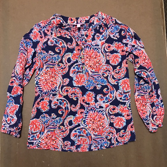 Lilly Pulitzer Tops - Lily Pulitzer 1/4 Button Blouse